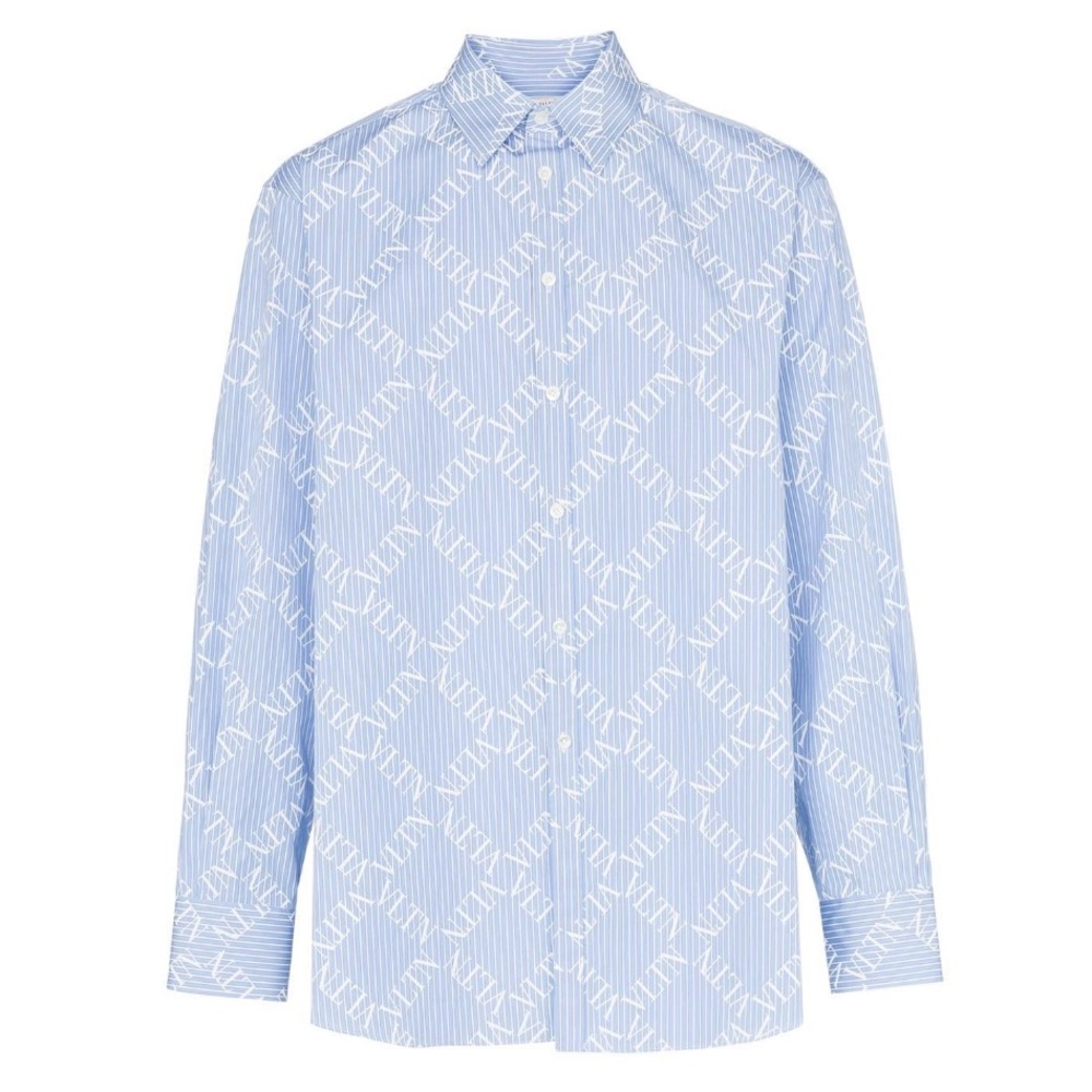 New Valentino Logo Print Shirt, 100% cotton